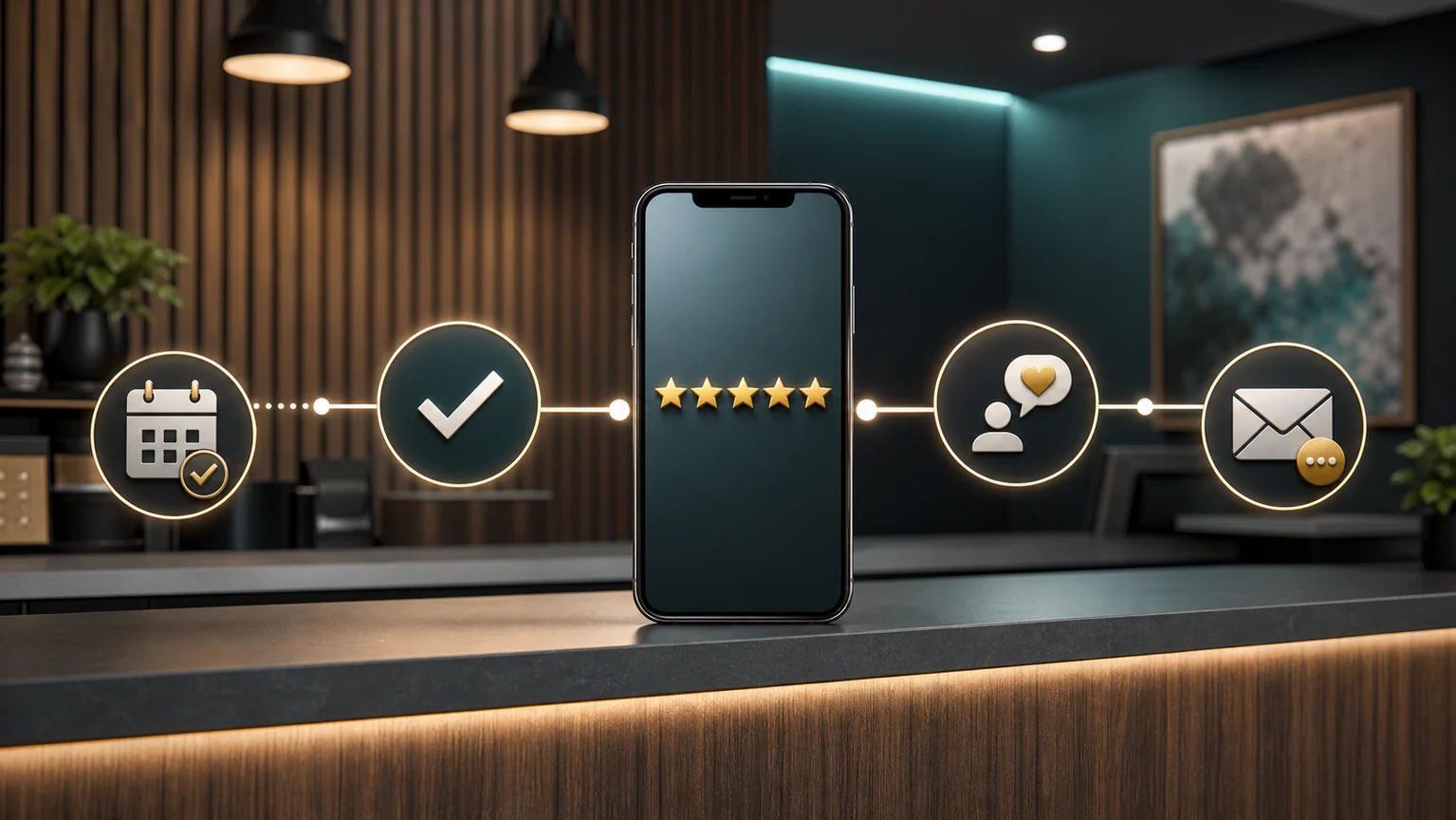 Automated customer review request workflow for a small service business