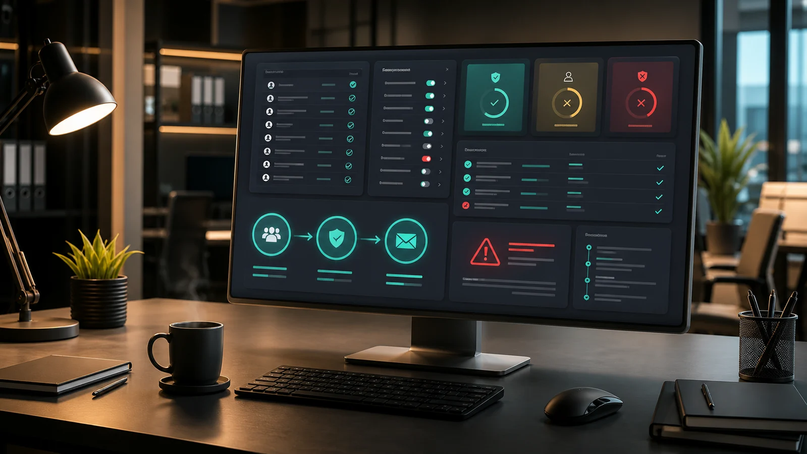 Email operations dashboard showing suppression list checks, blocked sends, consent status, and campaign approval workflow